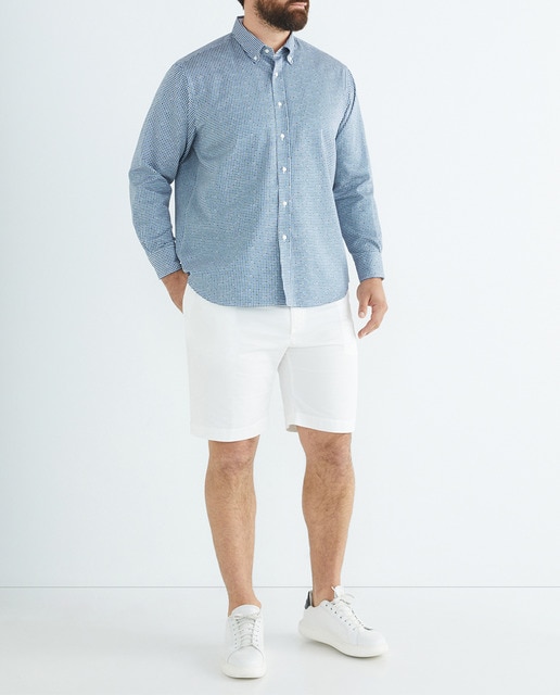 Imagen 0 de Camisa casual manga larga estampada de talla grande