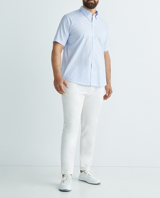 Imagen 0 de Camisa casual manga corta rayas de talla grande