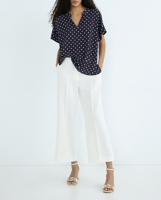 Imagen 0 de Blusa estampada con cuello mao y manga caida