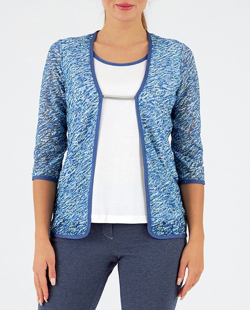 Imagen 0 de Conjunto simulado de mujer cuello redondo manga 3/4