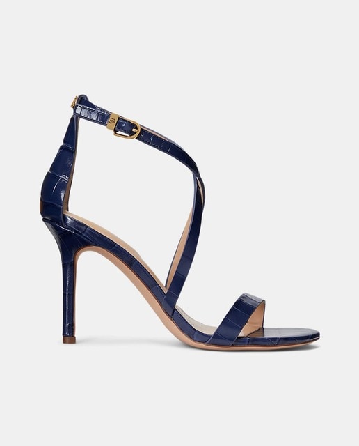Imagen 0 de Sandalias de tacón Gabriele de mujer en piel grabada con tiras cruzadas y tacón de aguja