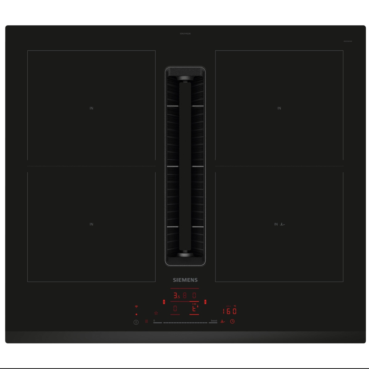 Imagem 0 de Placa de Indução com Exaustor Integrado Siemens iQ500 ED631HQ26E com 4 Zonas e de 60 cm - Preto