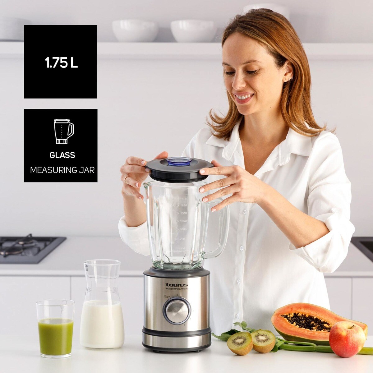 Batidora de vaso Taurus Power Magnum 1600 con 1,75 litros de capacidad Inox-5