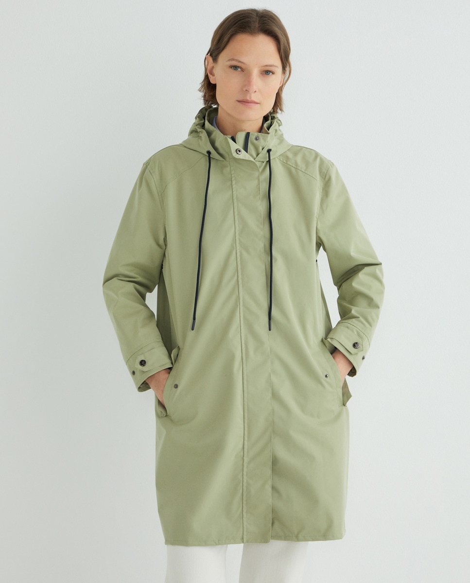 Gabardine Lisa com Capuz Caqui-2
