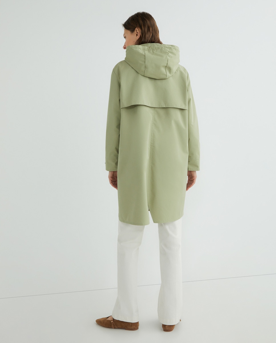 Gabardine Lisa com Capuz Caqui-3