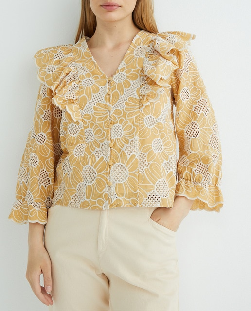 Imagen 0 de Blusa manga larga volantes