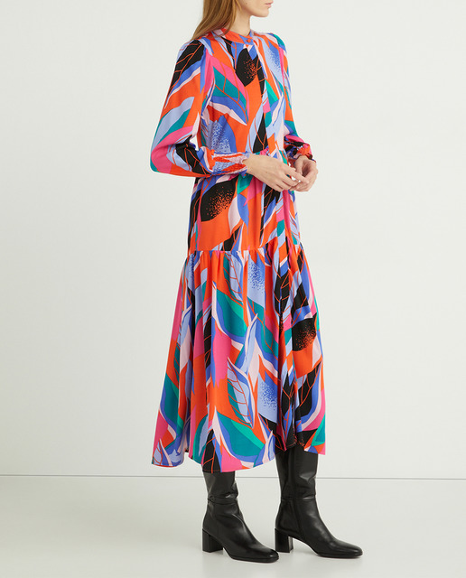 Imagen 0 de Vestido largo estampado manga larga