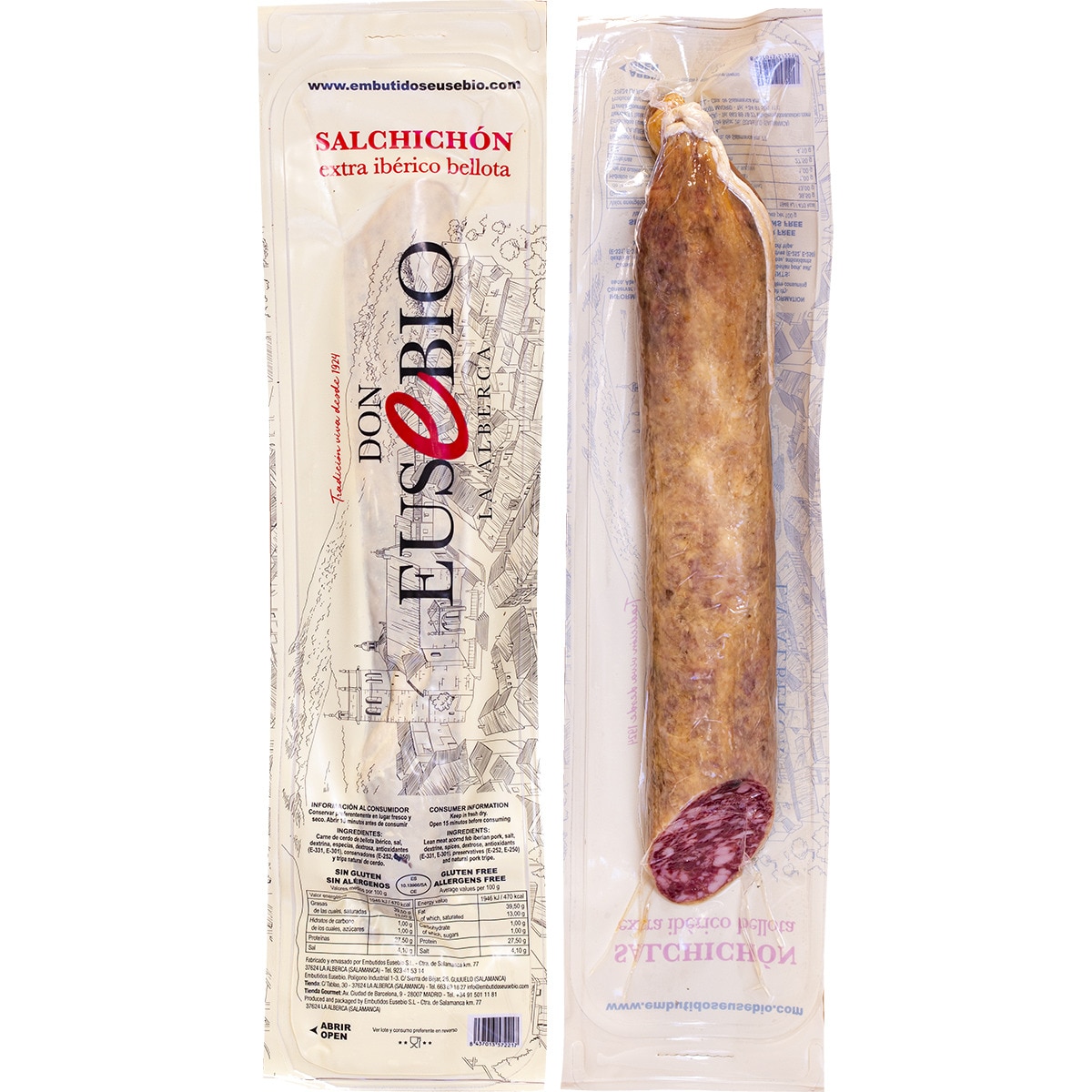 salchichón de bellota ibérico peso aproximado pieza 650 g