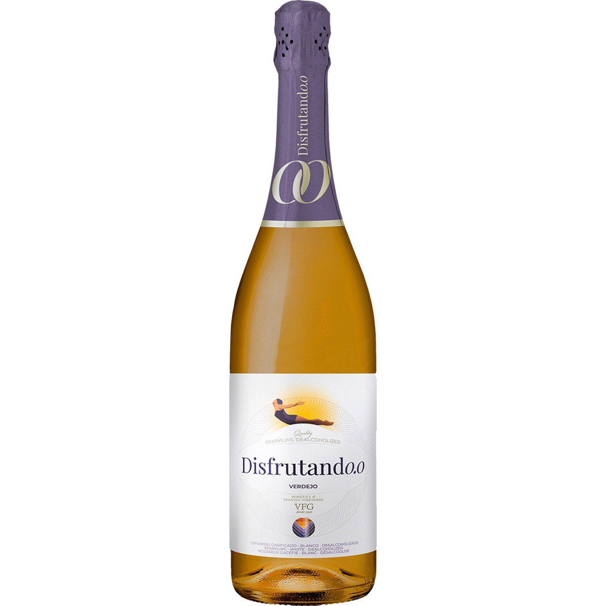 0,0 vino blanco verdejo espumoso sin alcohol botella 75 cl