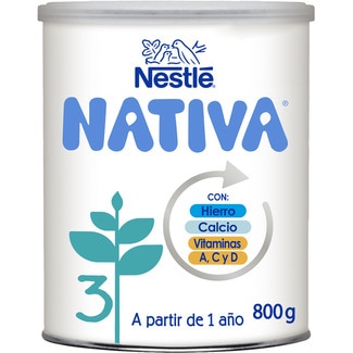 3 leche infantil de crecimiento desde 12 meses sin aceite de palma lata 800 g - Nestle Nativa