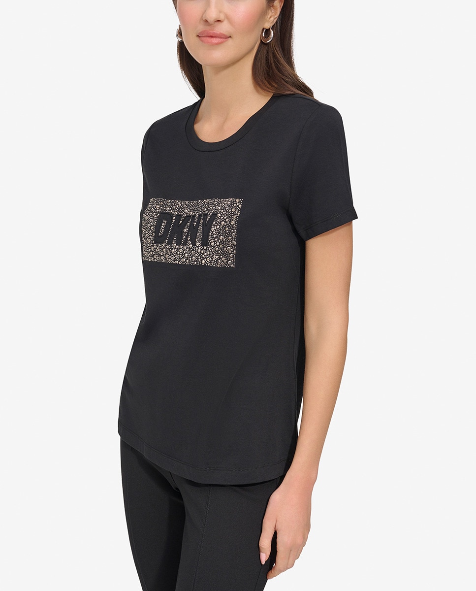 Dkny Mujer DKNY Camiseta De Punto De Manga Corta Con Cuello En V, Negro,  XXS Dkny Mujer Ropa, image size:967x1200