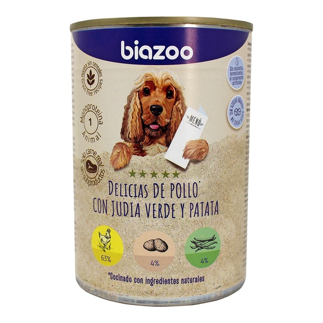 Imagen 0 de Comida húmeda para perros adultos Biazoo delicias de pollo con judías verdes y patatas 395 g