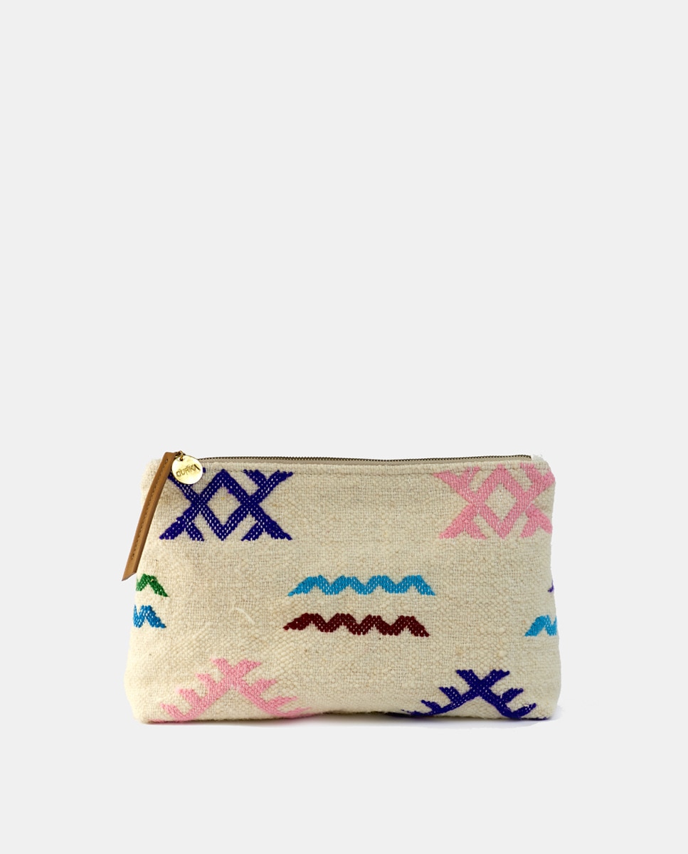 Carteira de Mão Kilim de Algodão Bordado Natural-3