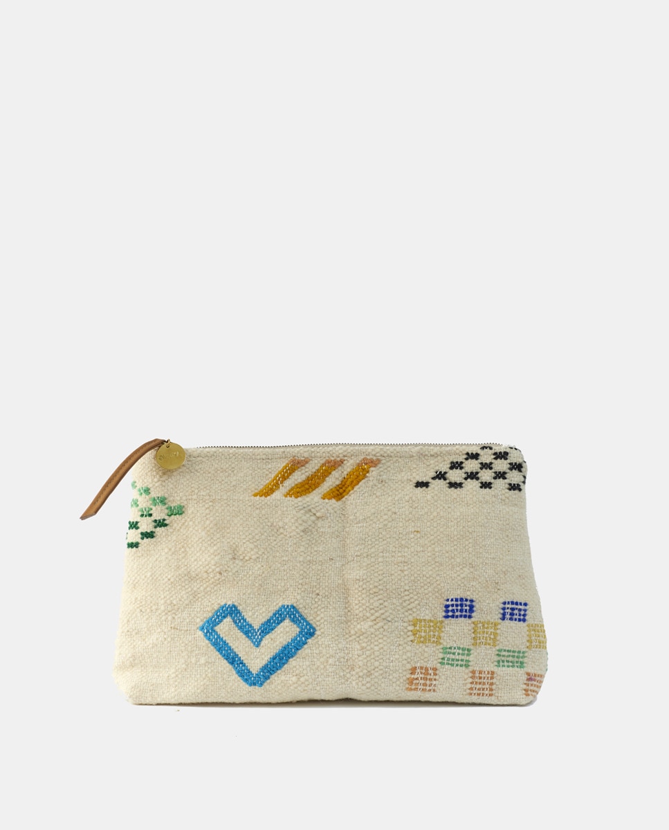 Carteira de Mão Kilim de Algodão Bordado Natural-2