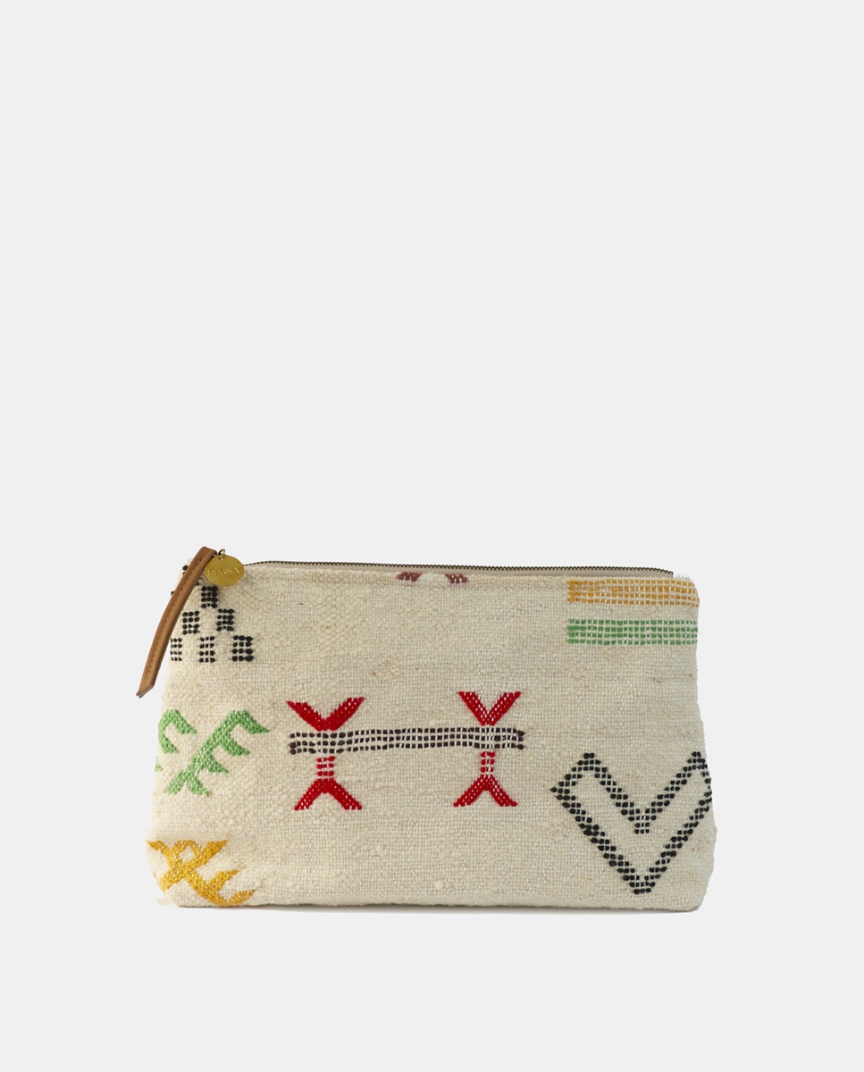 Carteira de Mão Kilim de Algodão Bordado Natural-1