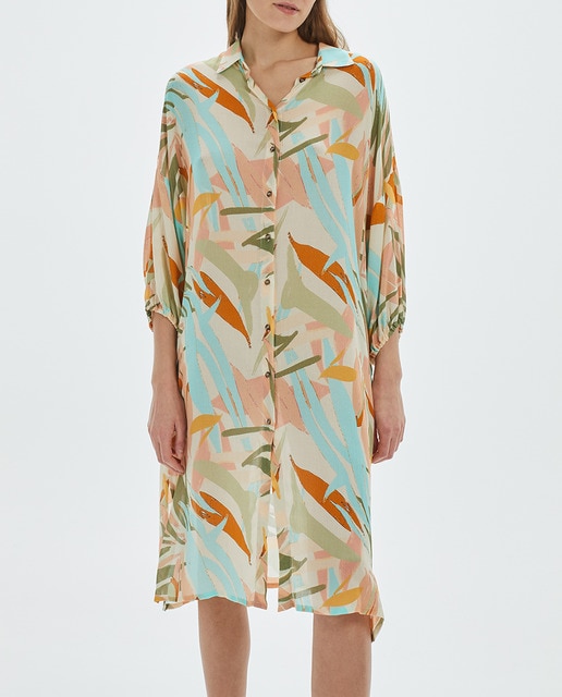 Imagen 0 de Vestido midi estampado floral, manga francesa