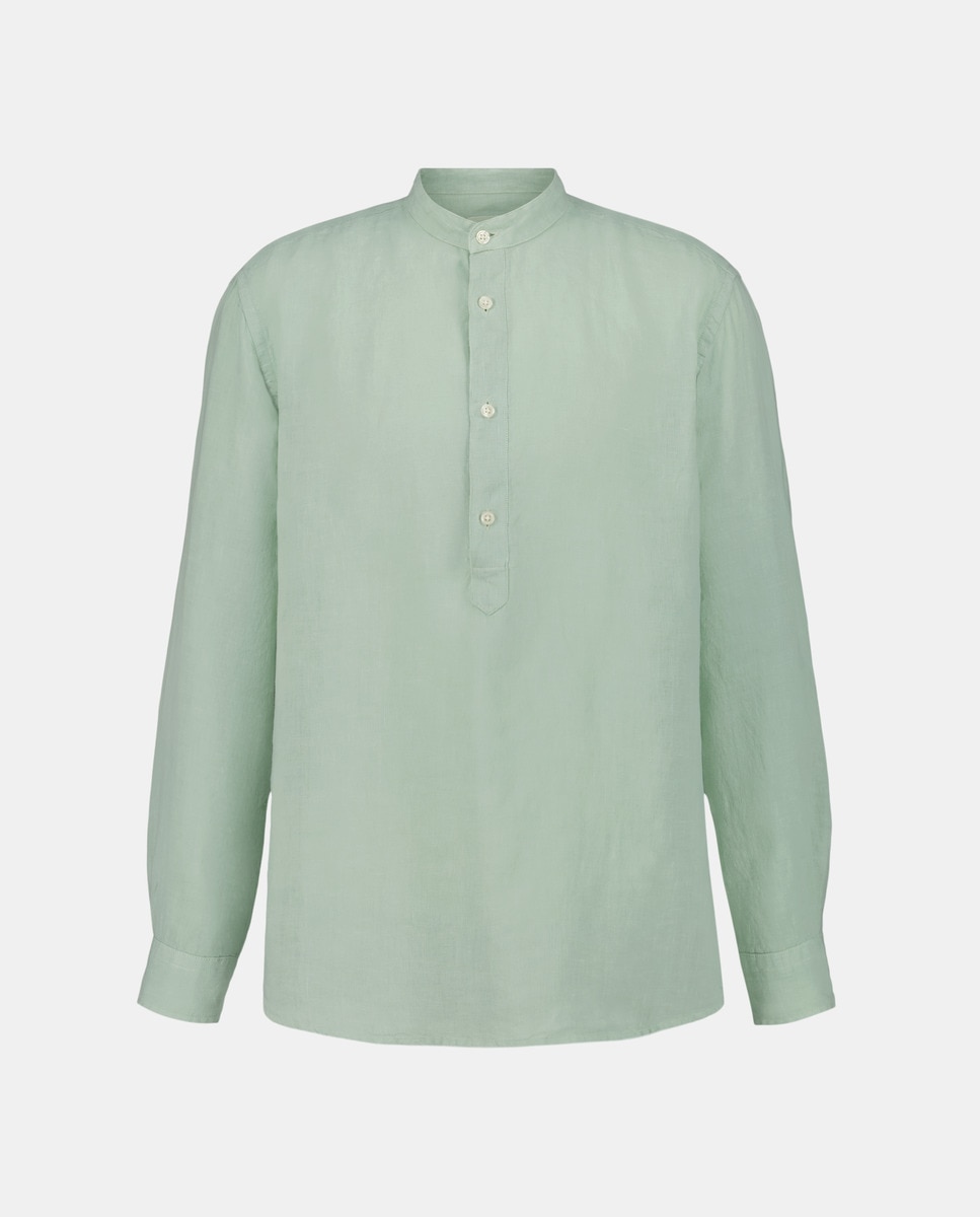 Camisa Casual 100% Linho Classic Fit Verde-claro-4