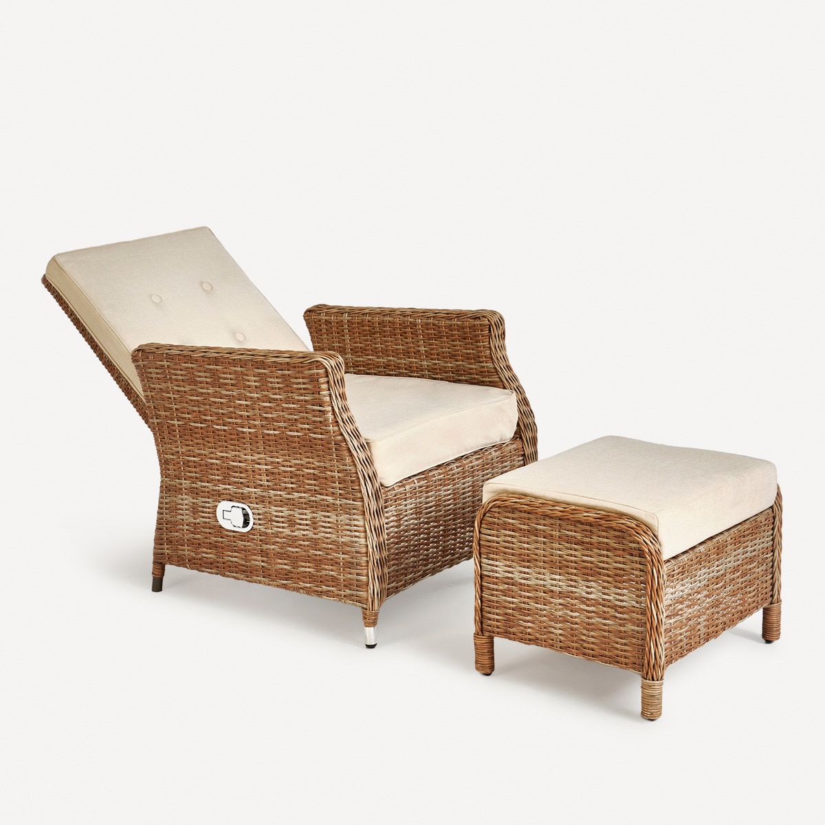 Poltrona de jardim reclinável com repouso para os pés Le Mans El Corte Inglés Champanhe-5