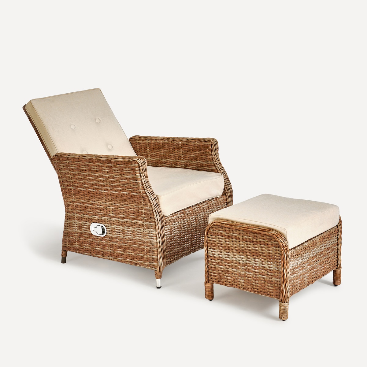 Poltrona de jardim reclinável com repouso para os pés Le Mans El Corte Inglés Champanhe-4