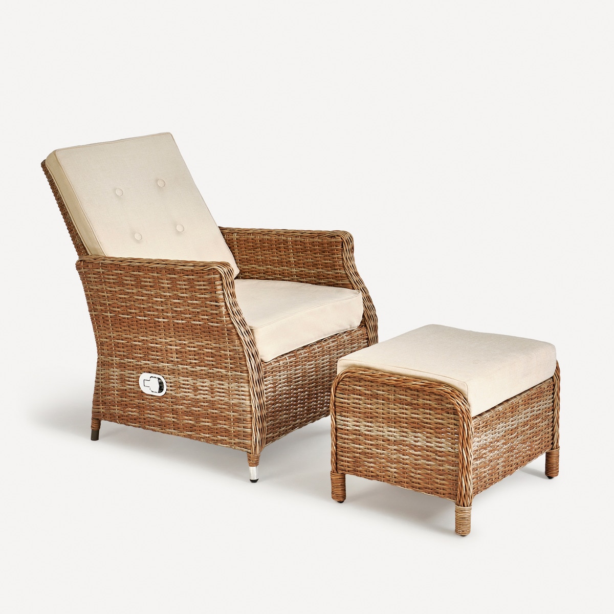 Poltrona de jardim reclinável com repouso para os pés Le Mans El Corte Inglés Champanhe-1