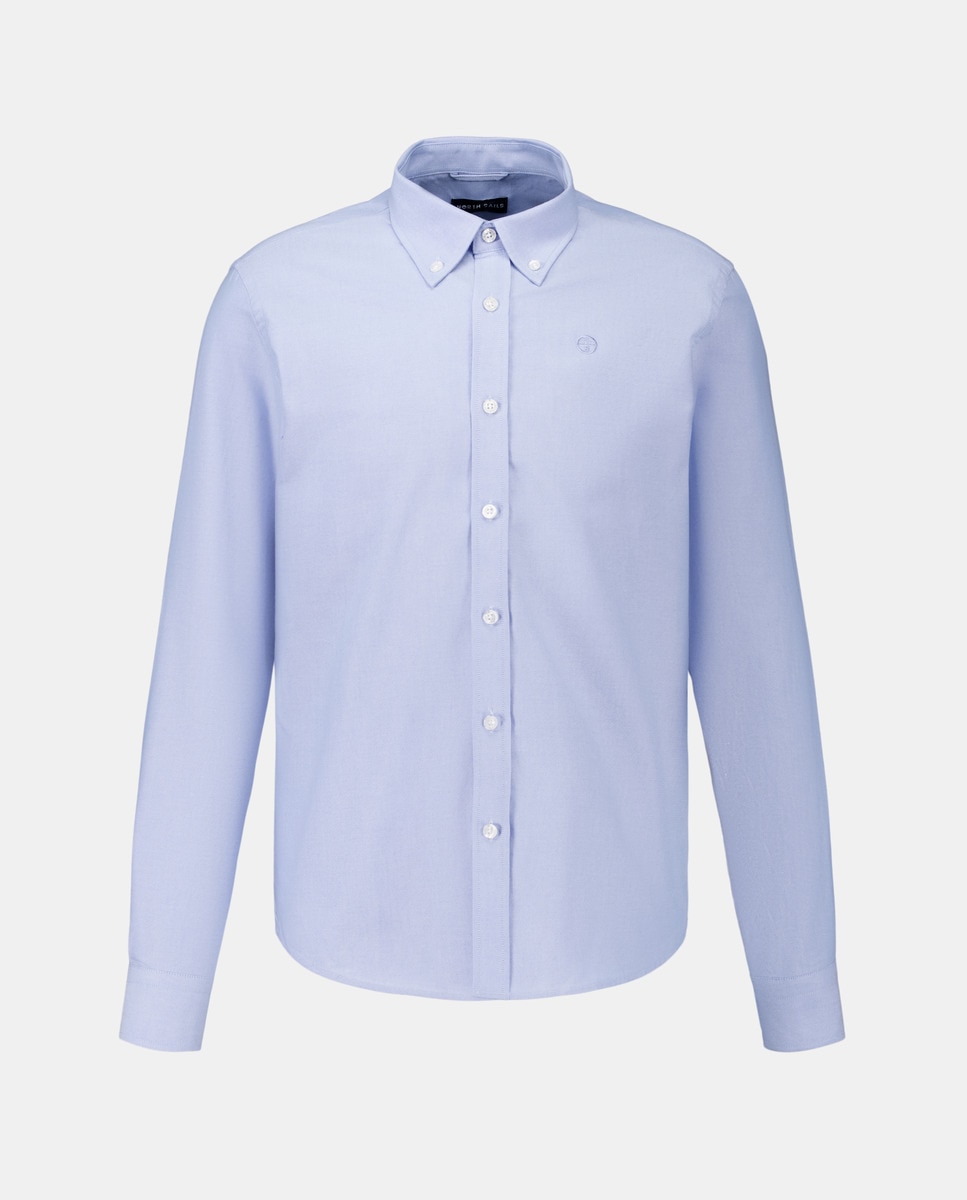 Camisa Regular com Manga Comprida e em Algodão Orgânico Azul-claro-4