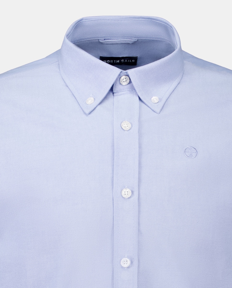 Camisa Regular com Manga Comprida e em Algodão Orgânico Azul-claro-5