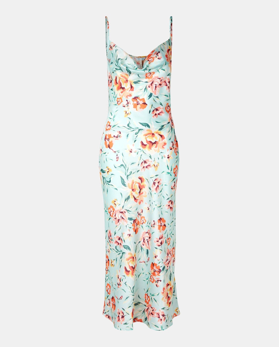 Vestido comprido fluido Azul-claro-1