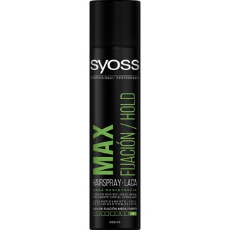 max fijación laca de secado rápido spray 300 ml se elimina fácilmente con el cepillado fijación mega fuerte - Syoss