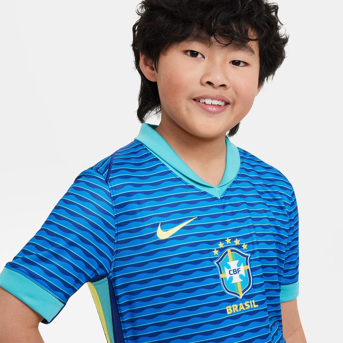 T-shirt de Criança 2.º Equipamento Brasil 2024 Stadium Azul-4