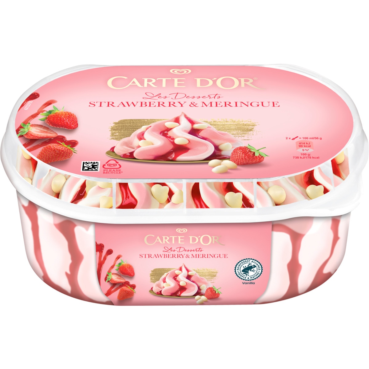 Gelado de Strawberry & Meringue Les Desserte embalagem 825 ml