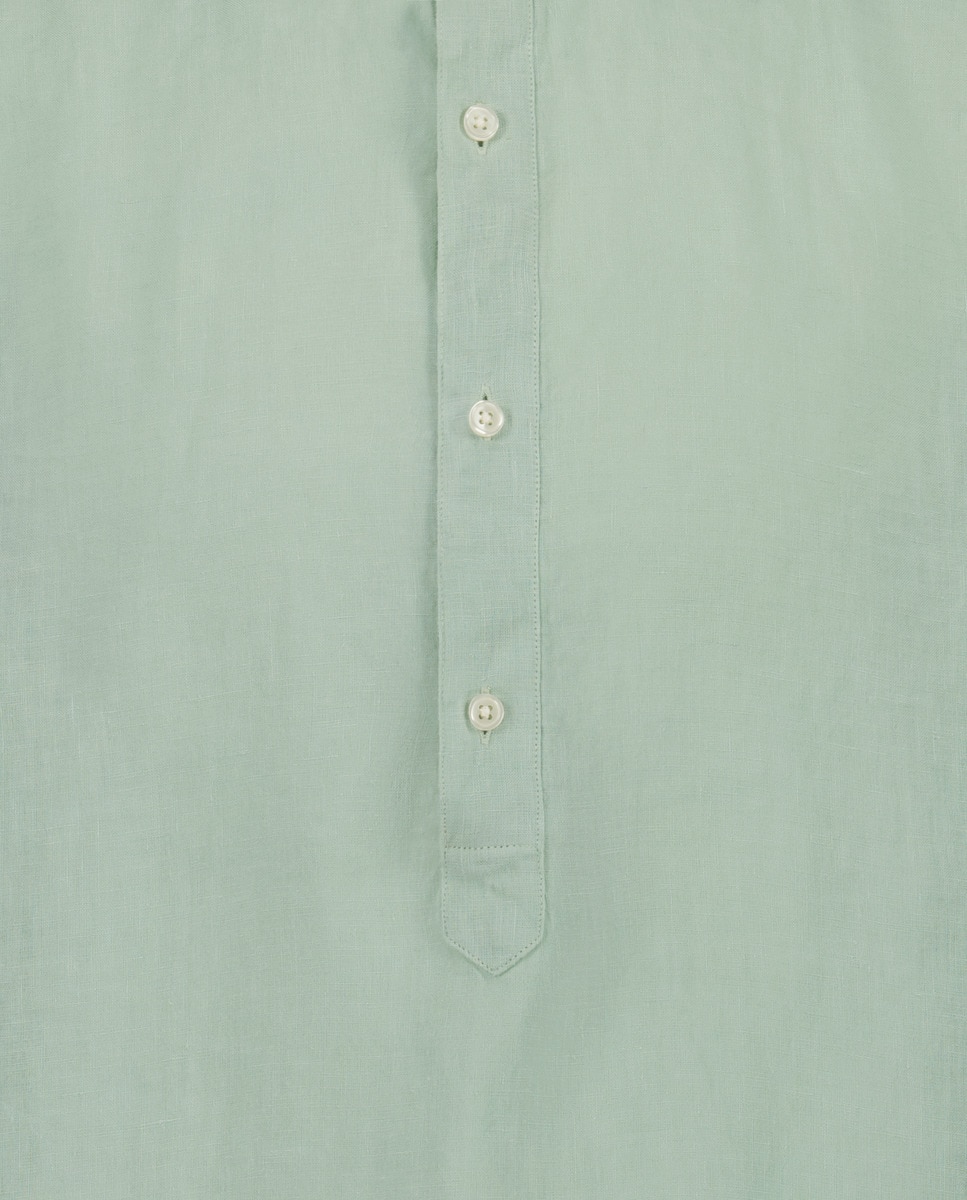 Camisa Casual 100% Linho Classic Fit Verde-claro-5