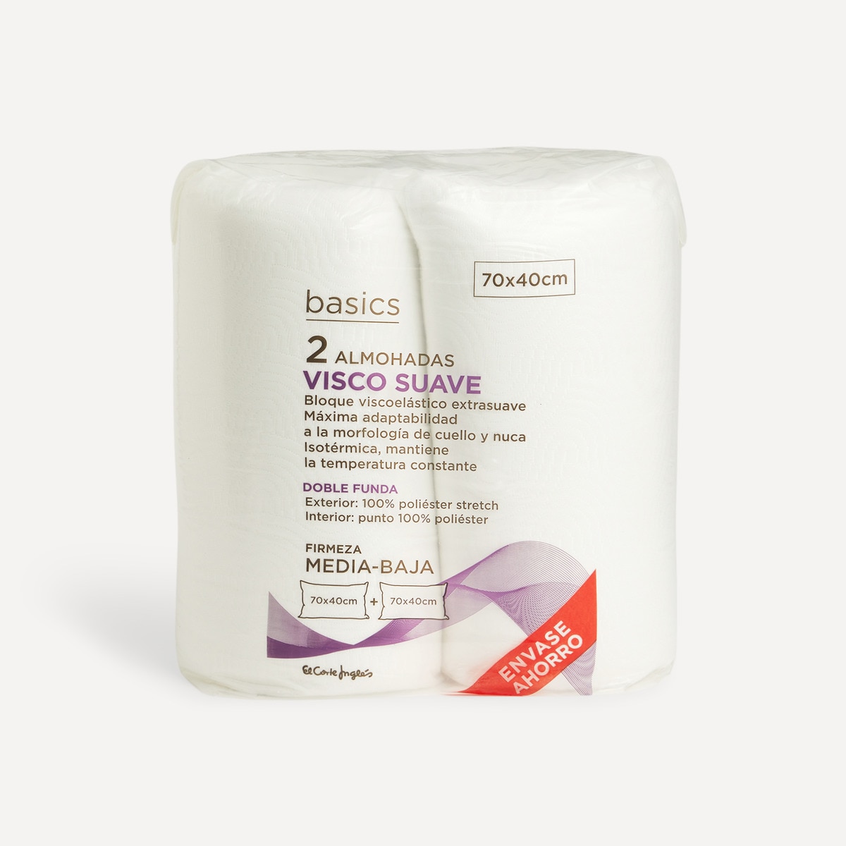 Pack 2 almohadas Visco Suave Basics El Corte Inglés Blanco-3