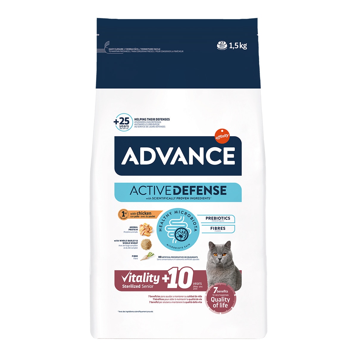 Imagen 0 de Pienso para gatos sénior esterilizados Advance Sterilized +10 pollo 1,5 kg