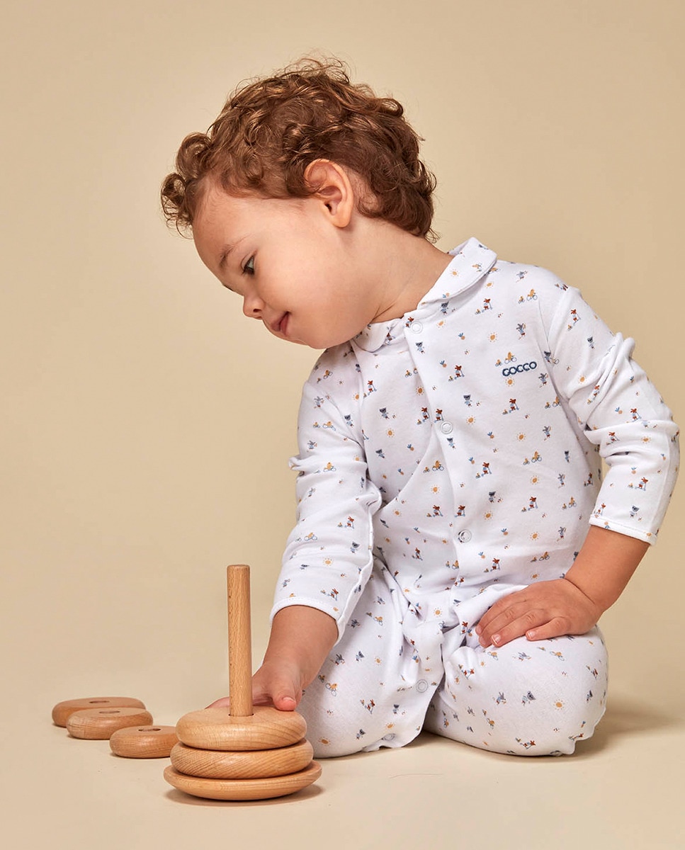 Pijama Comprido com Estampado de Animais Branco-2