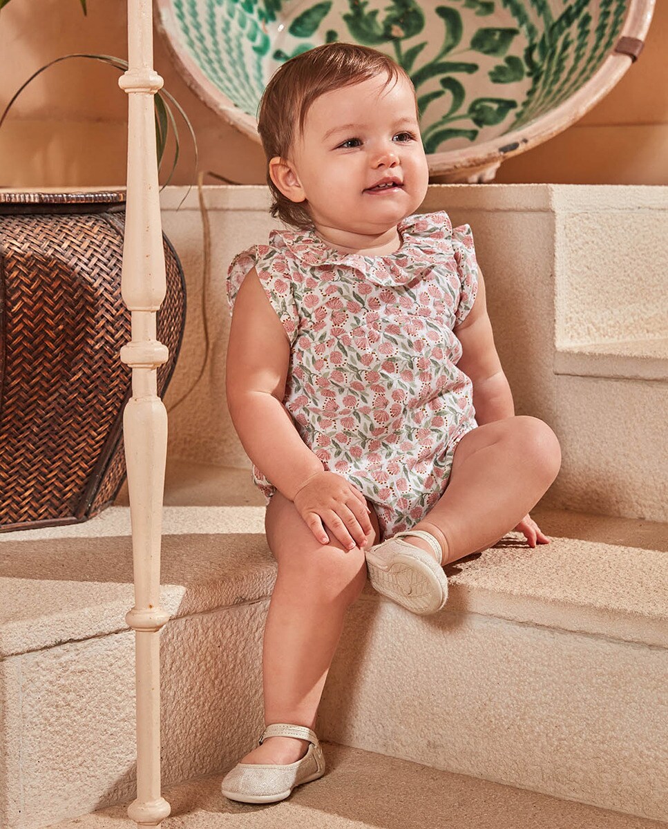 Babygrow com Estampado Floral Nude-6