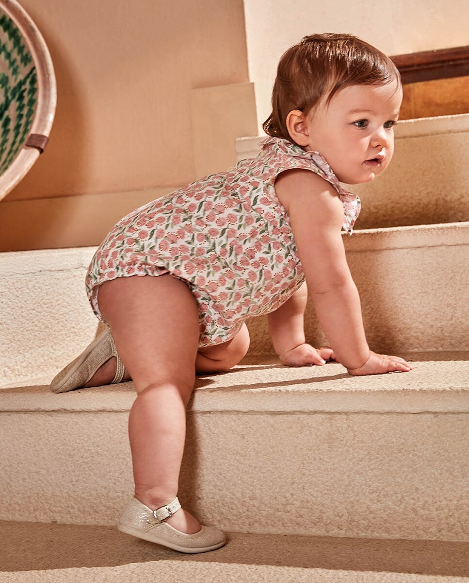 Babygrow com Estampado Floral Nude-5