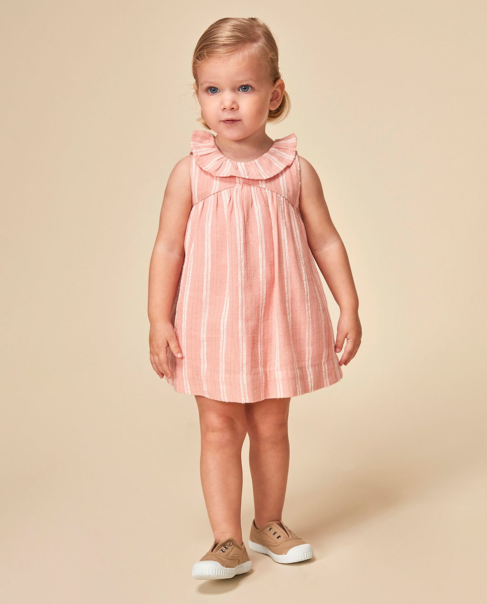 Vestido Tecido Dobby Rosa-2