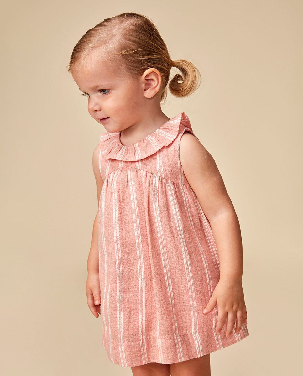 Vestido Tecido Dobby Rosa-1