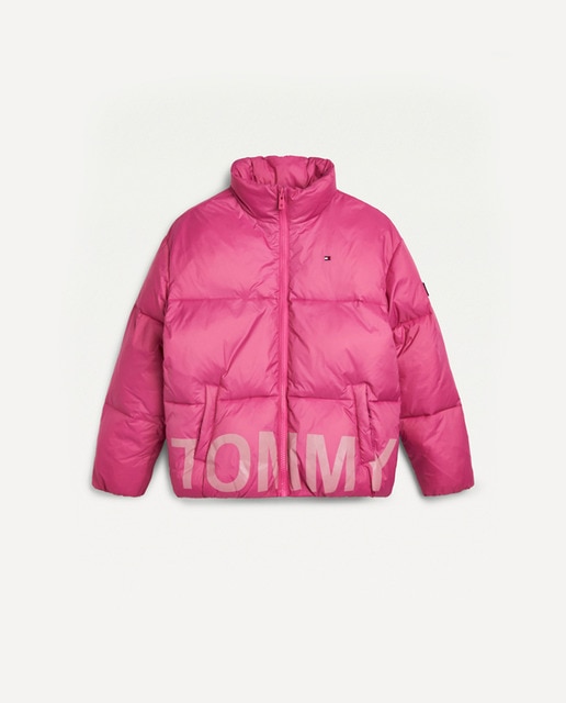 Imagen 0 de Parka acolchada de niña en fucsia con macro logo estampado