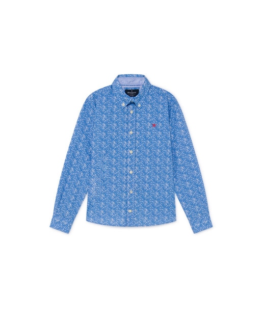 Imagen 0 de Camisa de niño azul dibujos flores