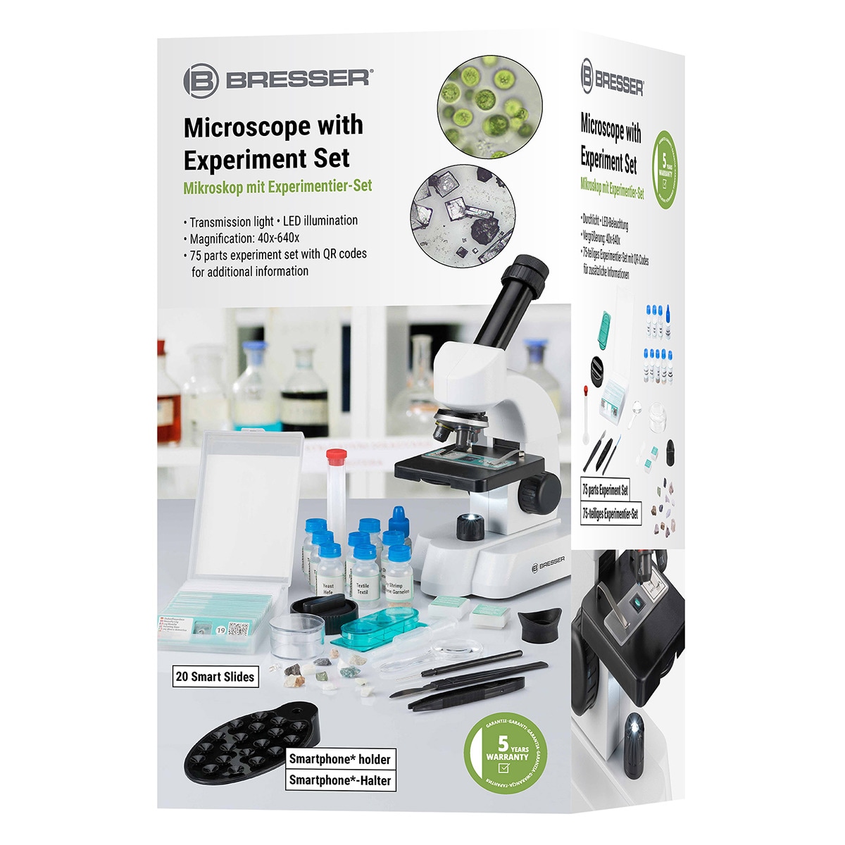 Microscopio Bresser Junior 40-640x con Juego de Accessorios inteligentes Blanco / Negro-4
