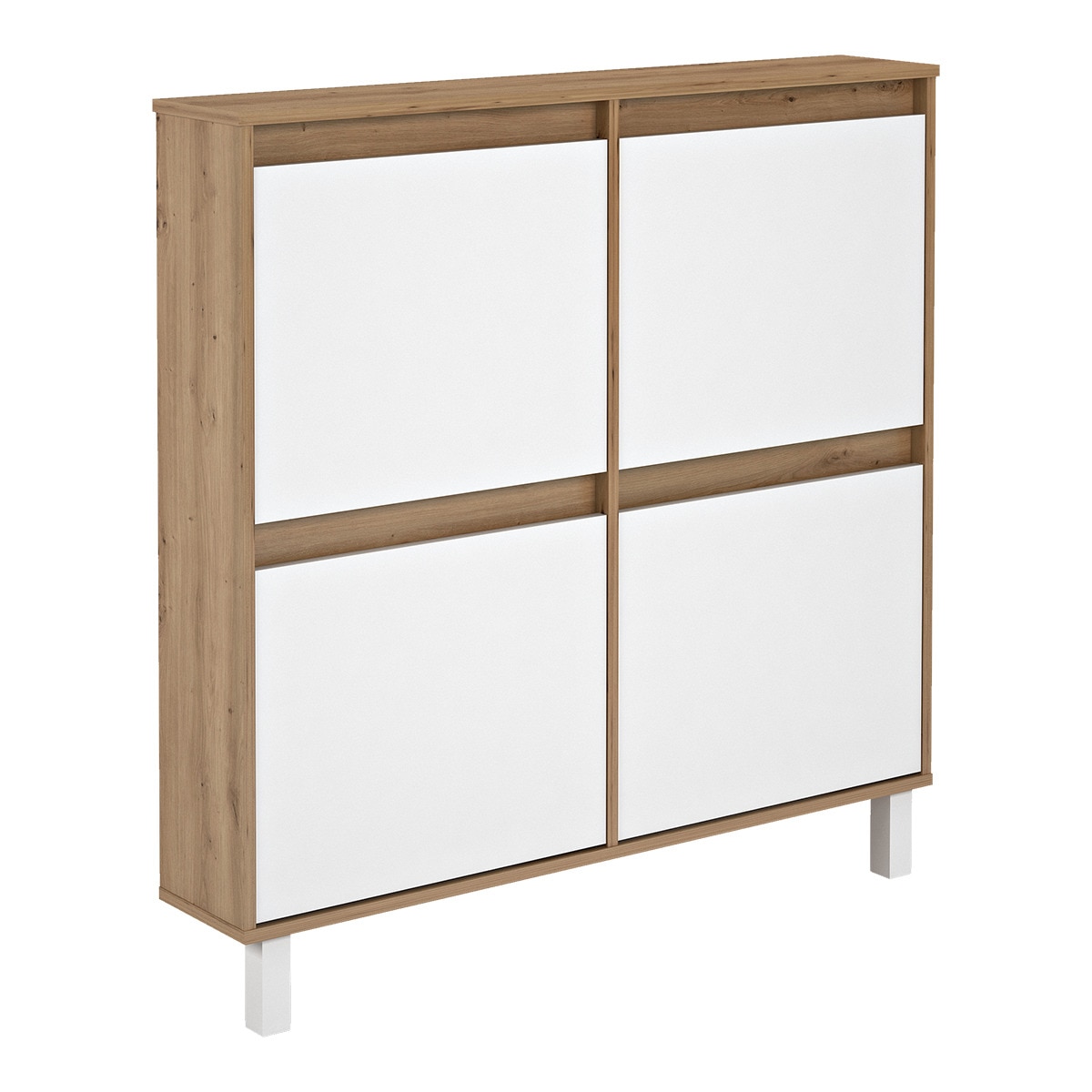 Sapateira de Melamina com Fundo Reduzido 4 Compartimentos - 8 Pares Madeira/Branco-1
