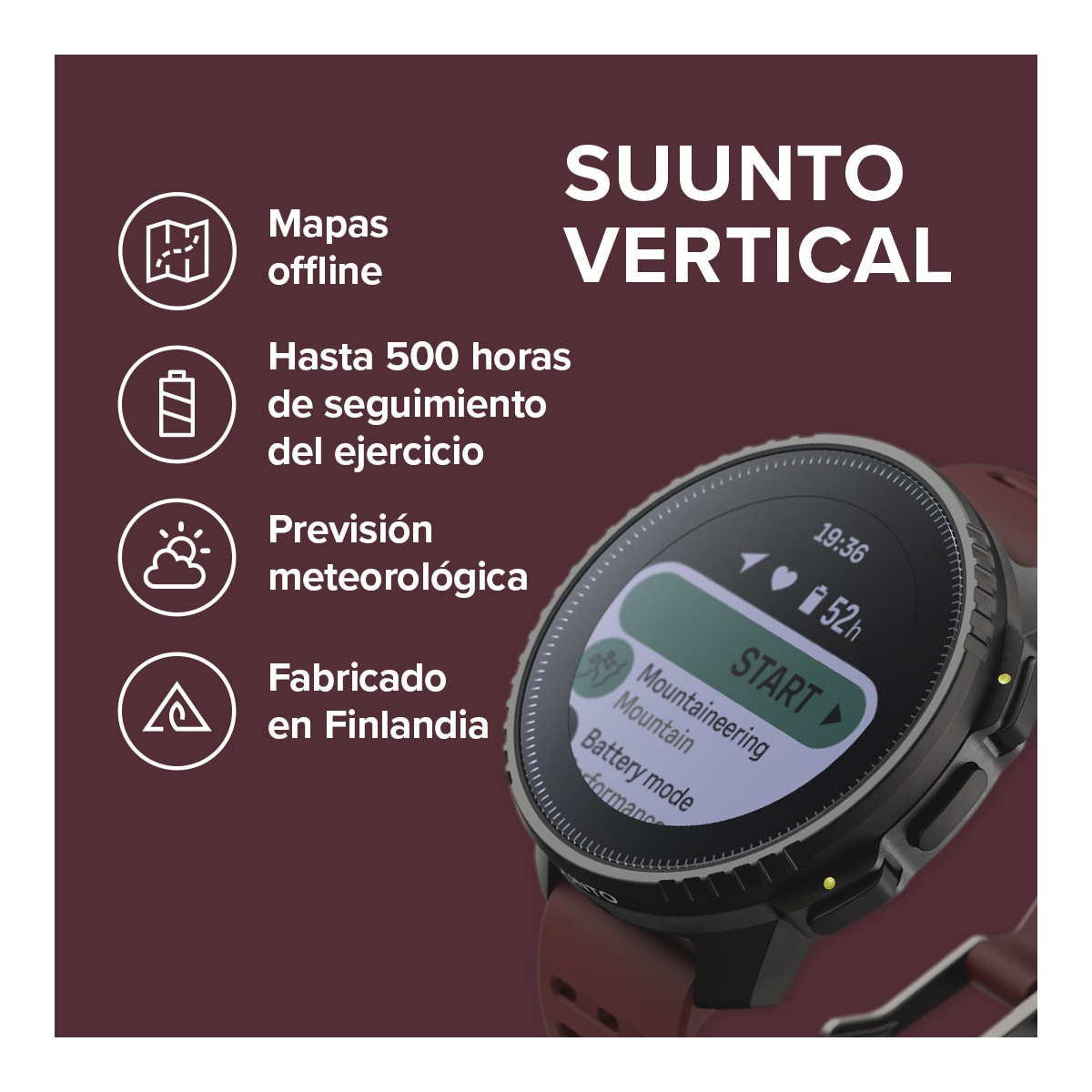 Relógio GPS Vertical Bordeaux/Preto-10