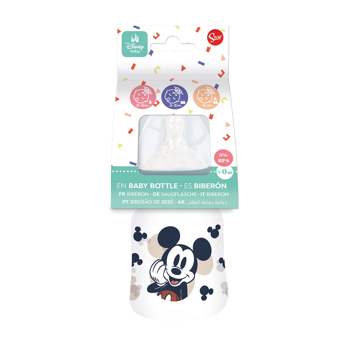 Stor biberon cuello ancho 150 ml tetina silicona 3 posiciones mickey mouse full of smiles Azul-2