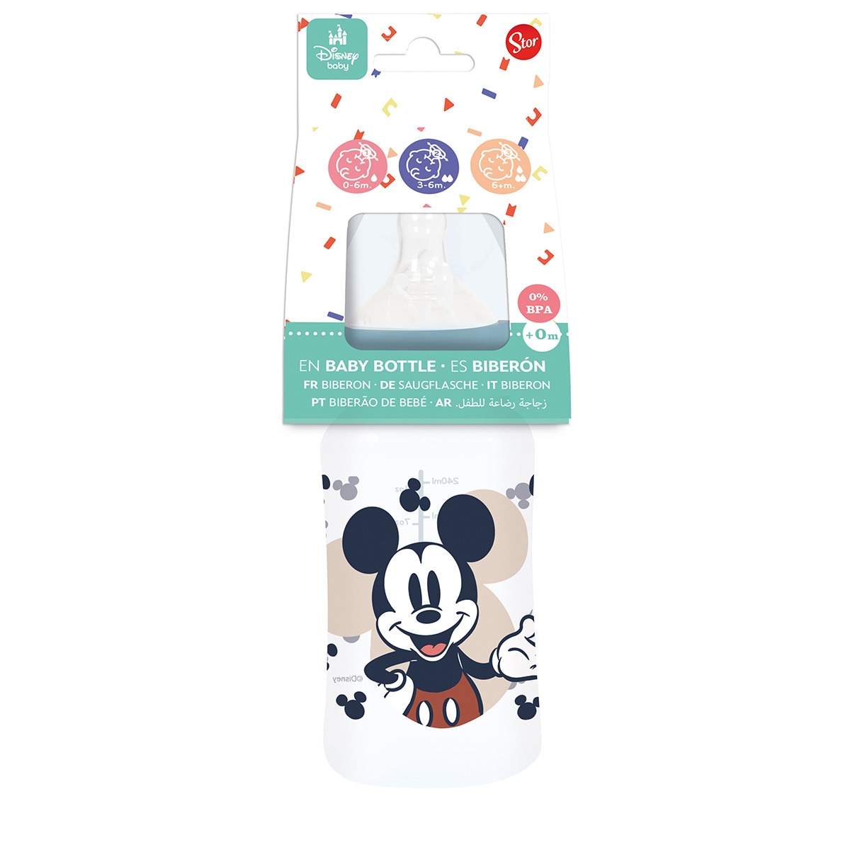Stor biberon cuello ancho 240 ml tetina silicona 3 posiciones mickey mouse full of smiles Azul-2