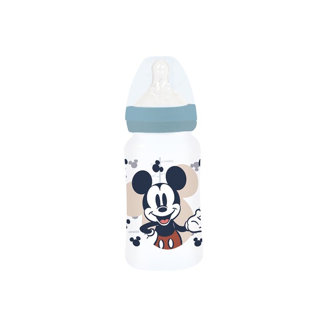 Imagen 0 de Stor biberon cuello ancho 240 ml tetina silicona 3 posiciones mickey mouse full of smiles