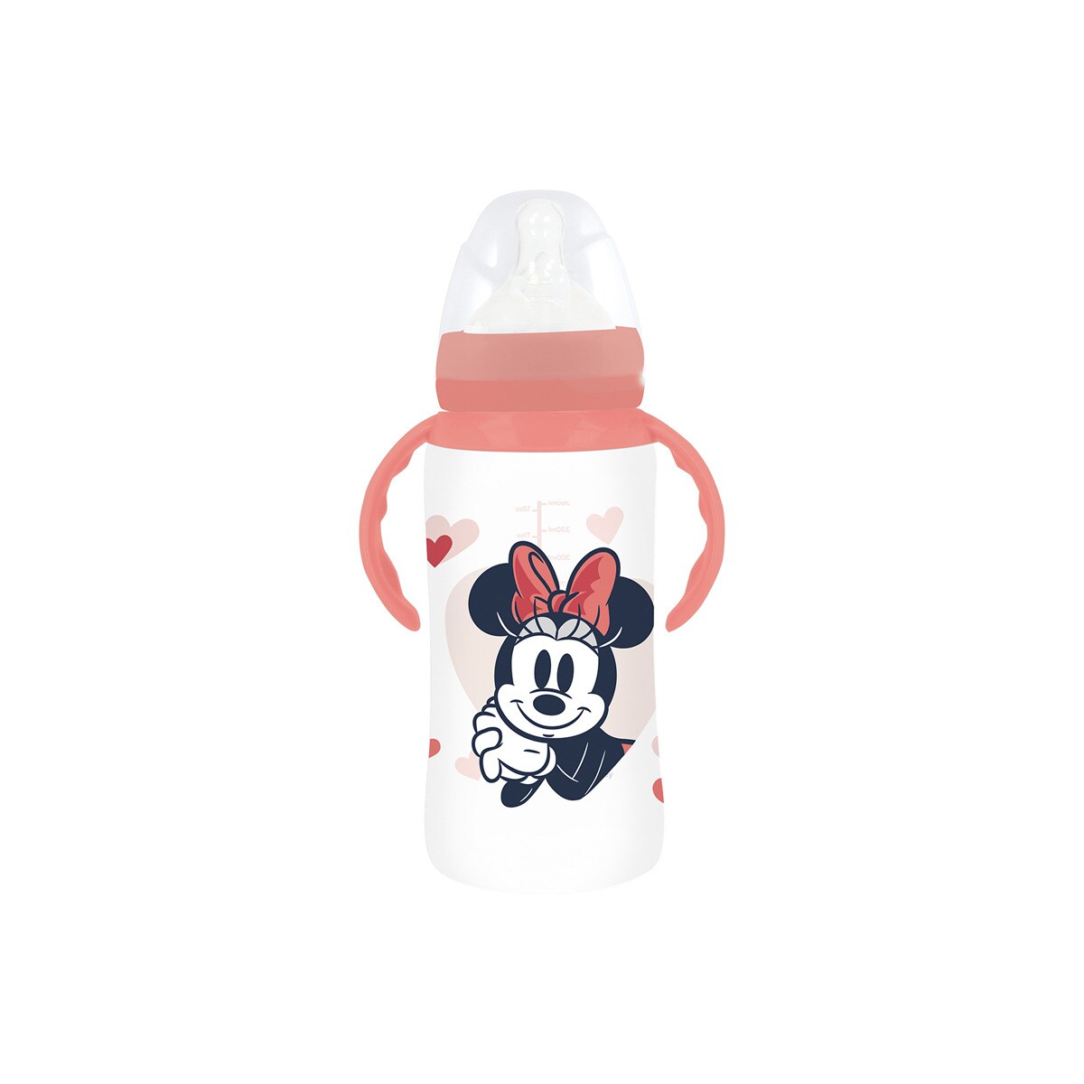 Stor biberon cuello ancho 360 ml tetina silicona 3 posiciones con asas minnie mouse heart full Rosa-1