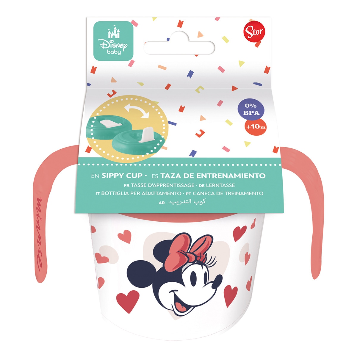 Stor taza entrenamiento 250 ml minnie mouse heart full Rosa-2
