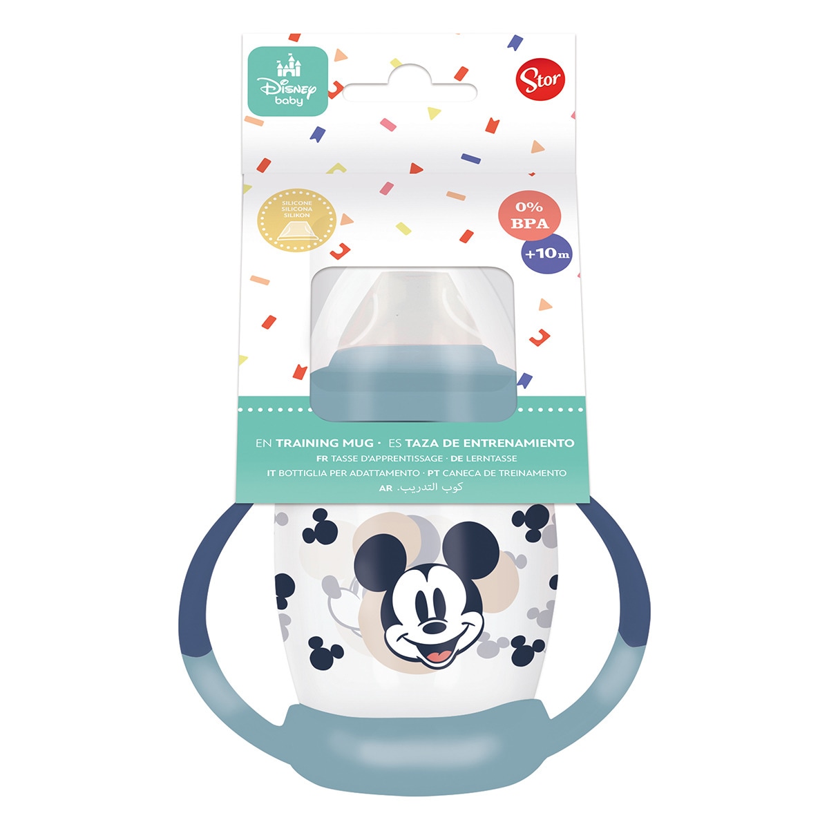 Stor taza entrenamiento fancy 270 ml con boquilla de silicona mickey mouse full of smiles Azul-2