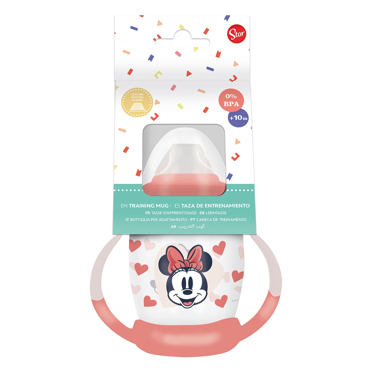 Stor taza entrenamiento fancy 270 ml con boquilla de silicona minnie mouse heart full Rosa-2